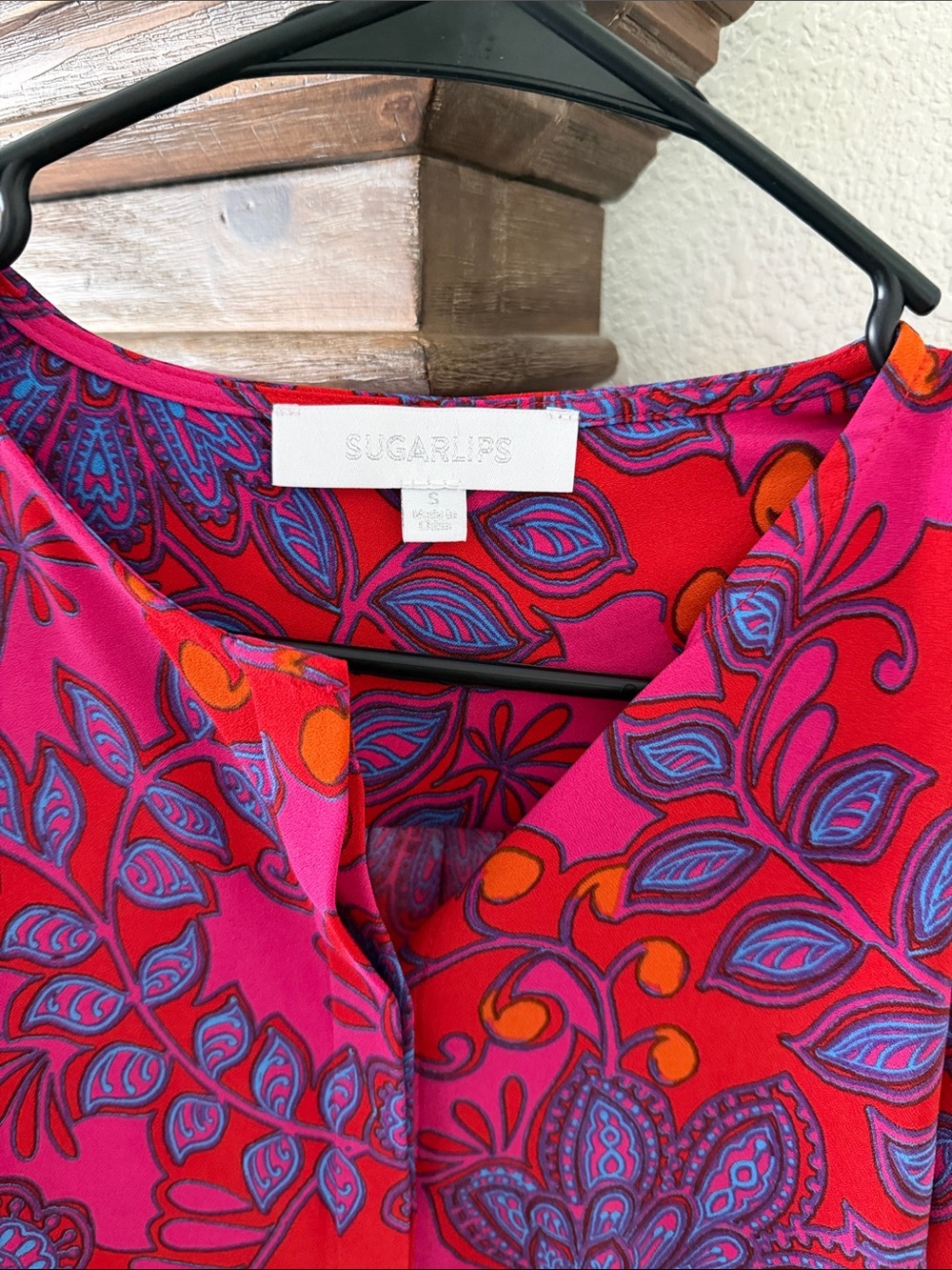 Sugarlips Pink and Red Floral Print Blouse